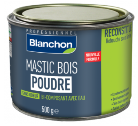 Mastic à bois en poudre pour reboucher trous et fissures - Blanchon