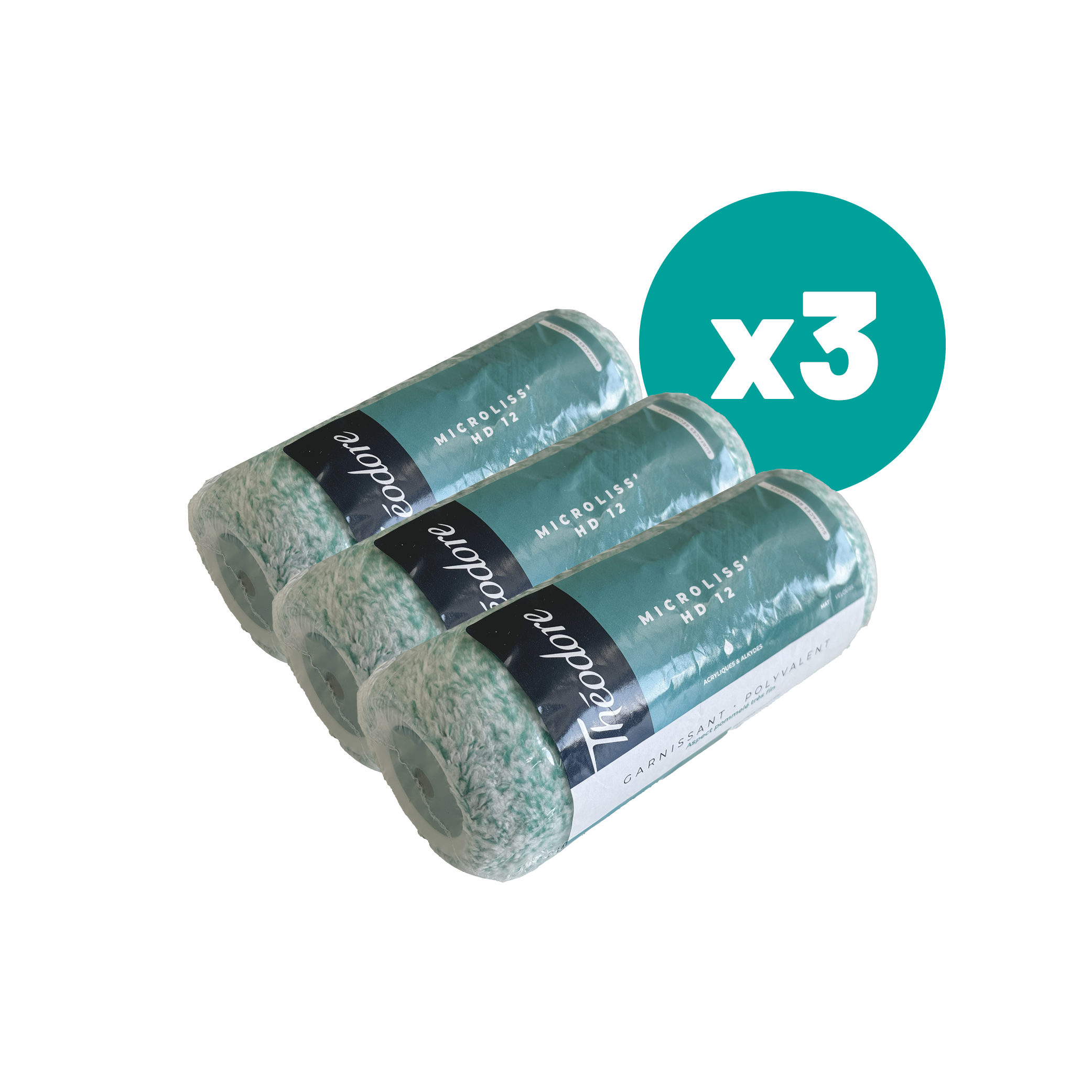 Lot de 3 Manchons Microfibre THEODORE - 180mm