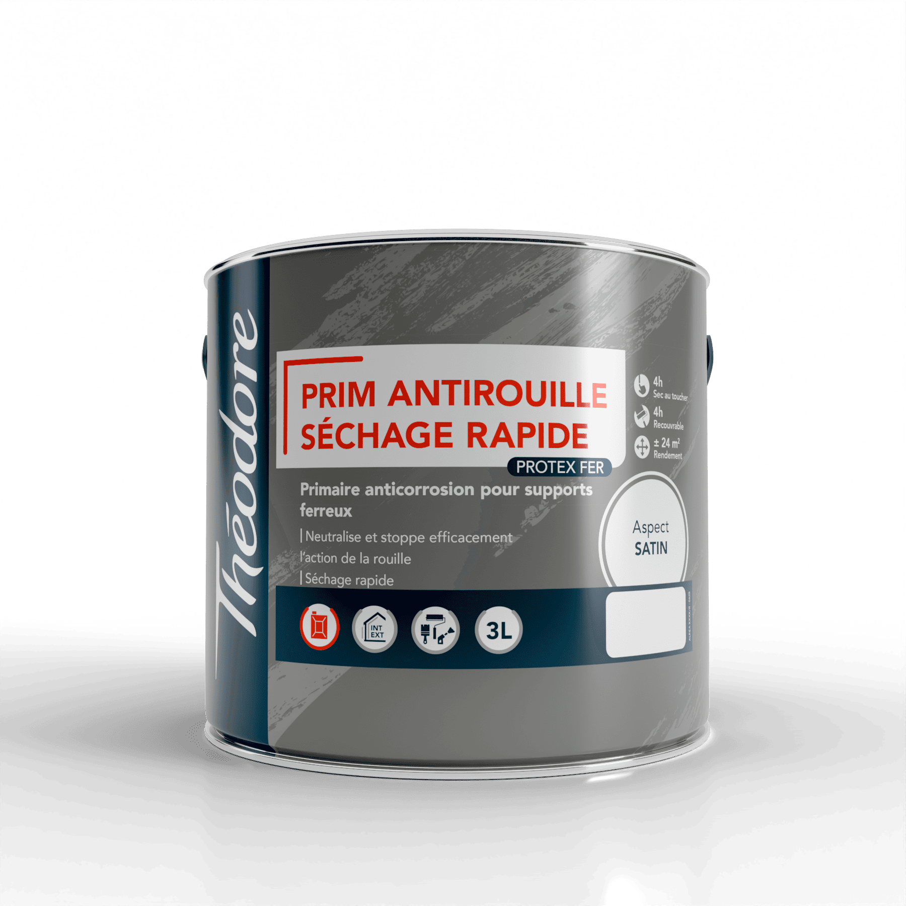 Primaire antirouille à séchage rapide, RAL 7035