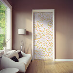 Sticker porte Nuage blanc et or Sticker porte Nuage blanc et or