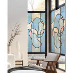 Sticker fenêtre vitrail tendance bleu Sticker fenêtre vitrail tendance bleu