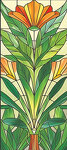 Sticker fenêtre hibiscus orange et vert Sticker fenêtre hibiscus orange et vert