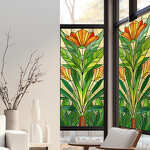 Sticker fenêtre hibiscus orange et vert Sticker fenêtre hibiscus orange et vert