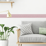 Frise murale motif Arabesque rose et rose foncé Frise murale motif Arabesque rose et rose foncé